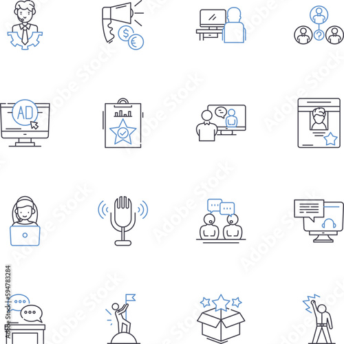 Chronicle line icons collection. Journalism, News, Reportage, Storytelling, History, Narrative, Memoir vector and linear illustration. Record,Epistle,Diary outline signs set