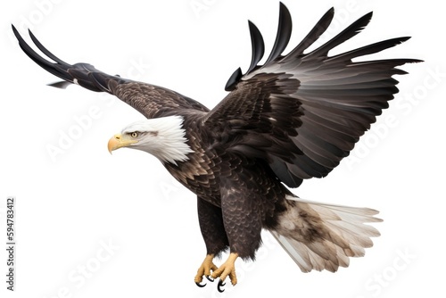 American bald eagle isolated on white, generative ai