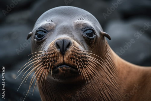 Sealion looking at the camera, beautiful background.
