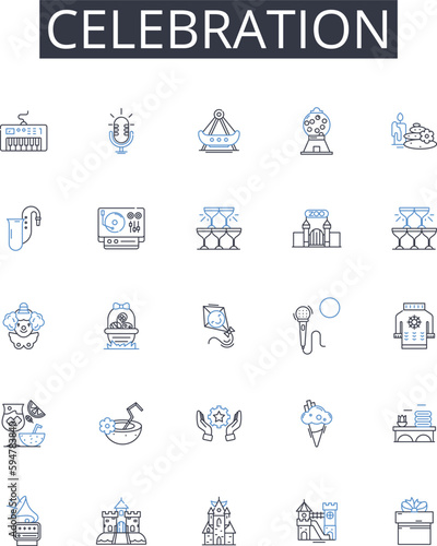 Celebration line icons collection. Threshold, Allowance, Cap, Limitation, Reduction, Excess, Amount vector and linear illustration. Franchise,Cost,Coverage outline signs set