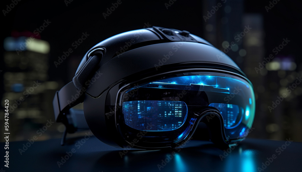 Futuristic technology City cyborg watching night cityscape generated by AI Futuristic technology City cyborg watching night cityscape generated by AI