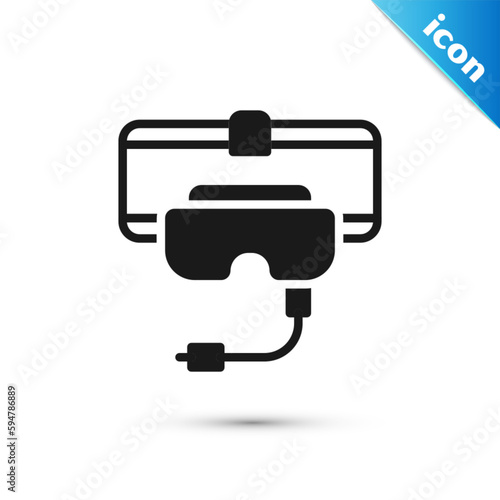 Grey Virtual reality glasses icon isolated on white background. Stereoscopic 3d vr mask. Vector
