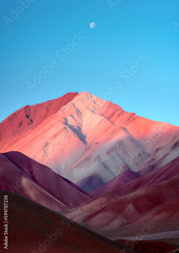 pink mountain against a blue sky illustration