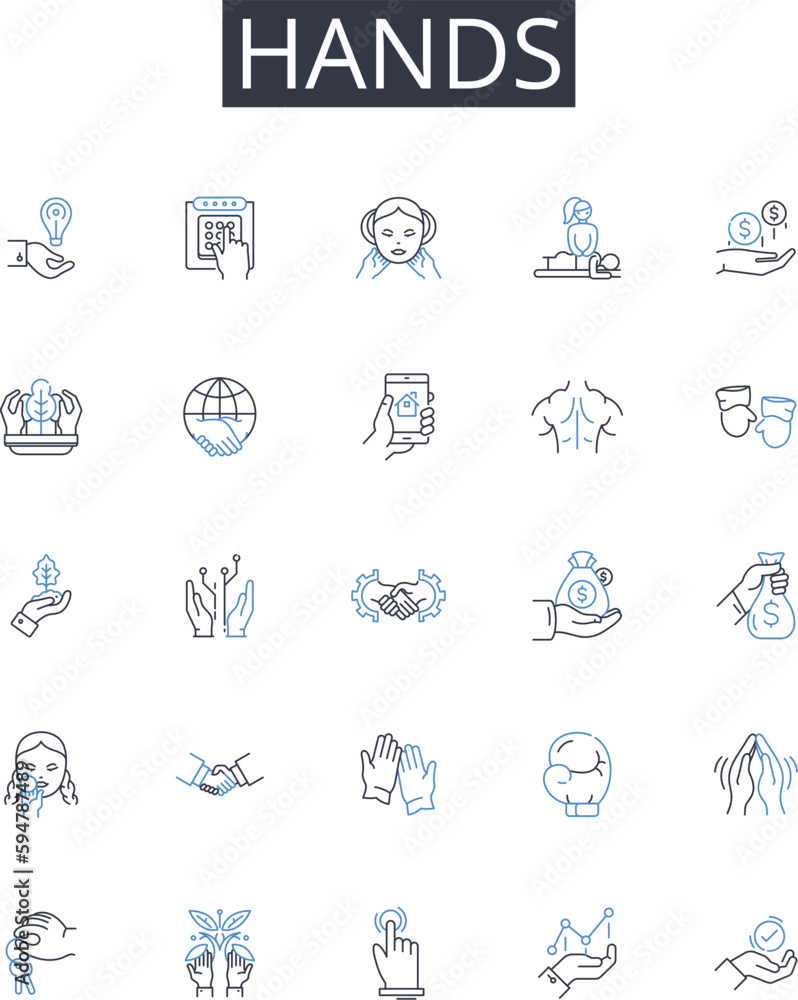 Hands line icons collection. Fingers, Palms, Mitts, Paws, Claws, Grasps, Touches vector and linear illustration. Grips,Nails,Digits outline signs set Hands line icons collection. Fingers, Palms, Mitts, Paws, Claws, Grasps, Touches vector and linear illustration. Grips,Nails,Digits outline signs set
