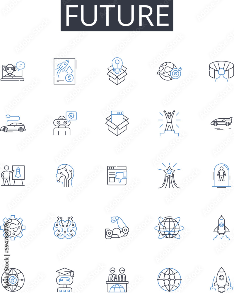 Future line icons collection. Destiny, Tomorrow, Outlook, Prospects, Horizon, Time ahead, Eventuality vector and linear illustration. Hereafter,Prospective,Foresight outline signs set Future line icons collection. Destiny, Tomorrow, Outlook, Prospects, Horizon, Time ahead, Eventuality vector and linear illustration. Hereafter,Prospective,Foresight outline signs set