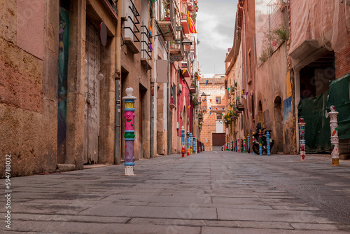 Narrow streets with shops and cafes old town Tarragona Costa Dorada Catalonia Spain © Golden Shark