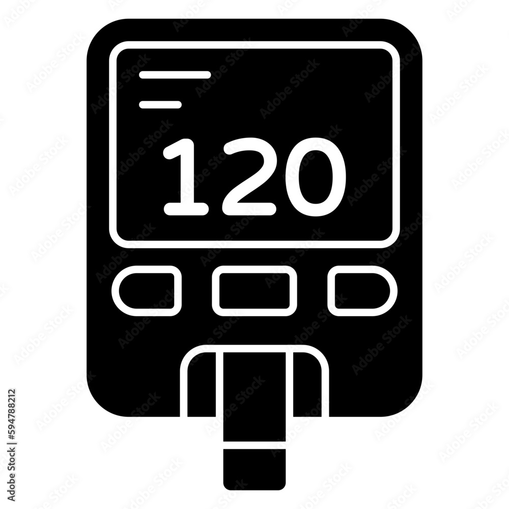 Sugar test machine icon, flat design of glucometer Sugar test machine icon, flat design of glucometer