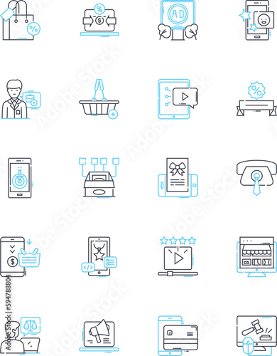 Mass media linear icons set. Journalism, Broadcasting, News, Media, Advertising, Television, Radio line vector and concept signs. Social,Communication,Nerk outline illustrations
