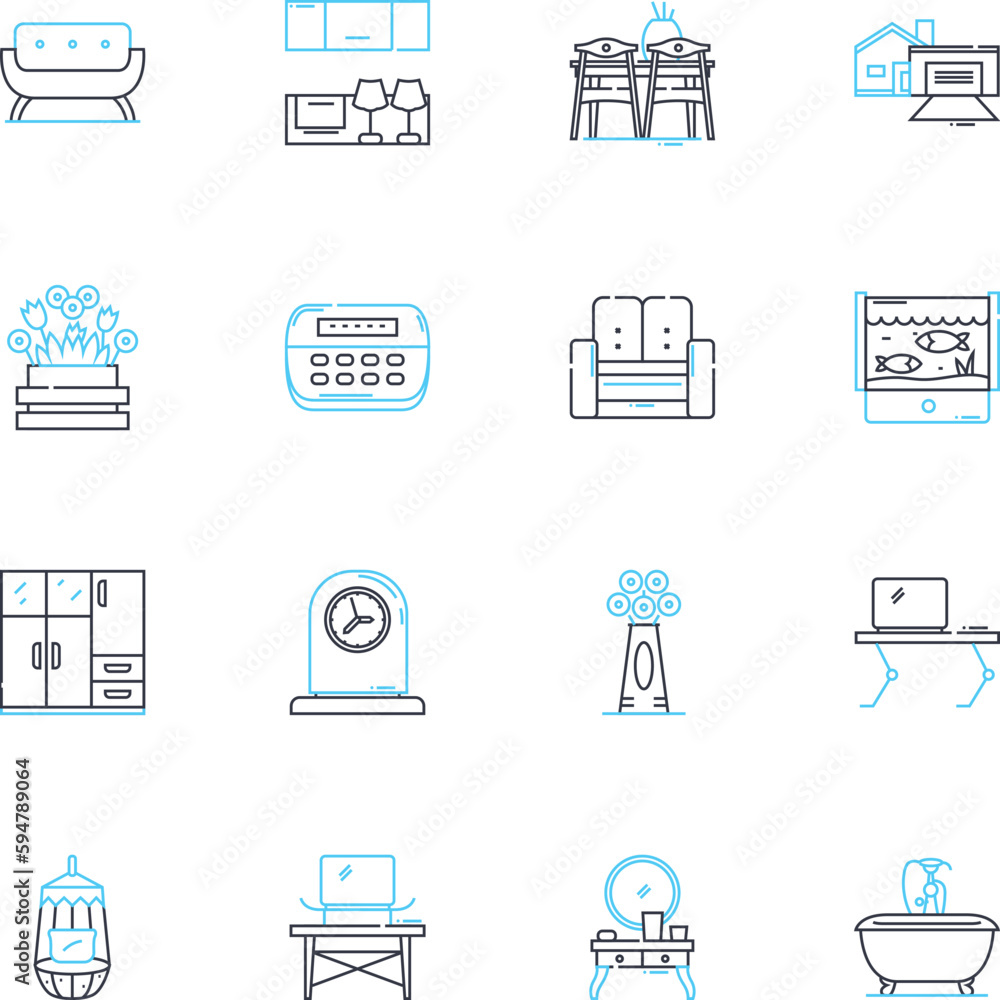 Ottomans linear icons set. Upholstered, Footrest, Pouf, Storage, Square, Velvet, Leather line vector and concept signs. Round,Coffee table,Beanbag outline illustrations Ottomans linear icons set. Upholstered, Footrest, Pouf, Storage, Square, Velvet, Leather line vector and concept signs. Round,Coffee table,Beanbag outline illustrations