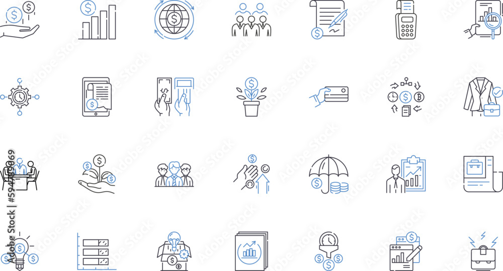 Taxation line icons collection. Deduction, Capital, Property, Revenue, Exemption, Inheritance, Assessment vector and linear illustration. Liability,Bracket,Refund outline signs set