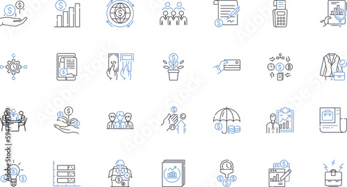 Taxation line icons collection. Deduction, Capital, Property, Revenue, Exemption, Inheritance, Assessment vector and linear illustration. Liability,Bracket,Refund outline signs set