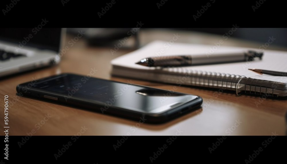 Modern office desk equipped with wireless technology generated by AI Modern office desk equipped with wireless technology generated by AI