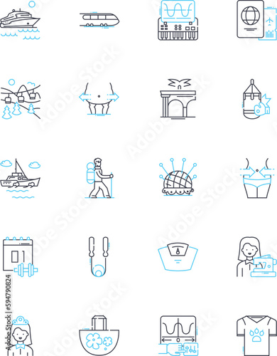 Gym rats linear icons set. Fitness, Exercise, Training, Strength, Endurance, Health, Sweat line vector and concept signs. Muscle,Cardio,Weightlifting outline illustrations
