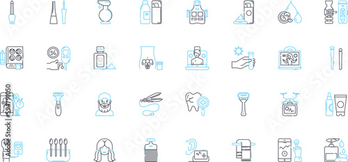 Bold elegance linear icons set. Daring, Confident, Regal, Exquisite, Posh, Polished, Majestic line vector and concept signs. Glamorous,Striking,Radiant outline illustrations