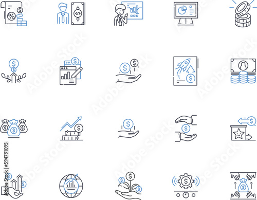 Capital markets line icons collection. Trading, Stock, Fund, Investment, Asset, Exchange, Securities vector and linear illustration. Bond,Share,Portfolio outline signs set