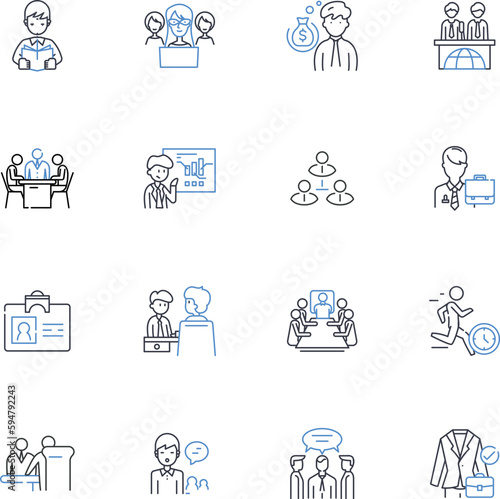 Laborer line icons collection. Work, Construction, Hardworking, Blue-collar, Physical, Job, Duties vector and linear illustration. Building,Tools,Strength outline signs set