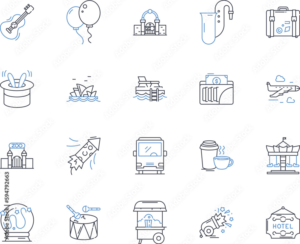 Roaming vagabonds line icons collection. Nomads, Explorers, Wandering, Free-spirited, Drifters, Transient, Adventurers vector and linear illustration. Travelers,Gypsies,Hobos outline signs set