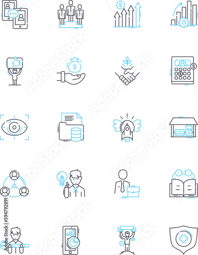 Beginning steps linear icons set. Initiative, Start, Introduction, Commencement, Launch, Inception, Initiation line vector and concept signs. Kickoff,Genesis,Onset outline illustrations