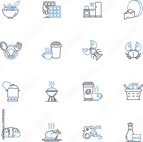 Chef's workshop line icons collection. Culinary, Cooking, Technique, Experience, Practice, Mastery, Innovation vector and linear illustration. Creativity,Culmination,Skill outline signs set