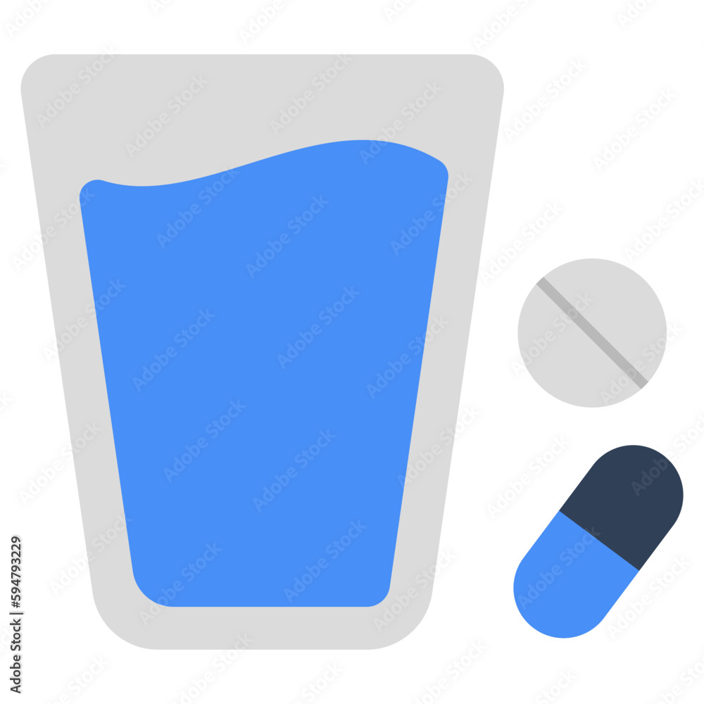 Conceptual flat design icon of taking medicine Conceptual flat design icon of taking medicine