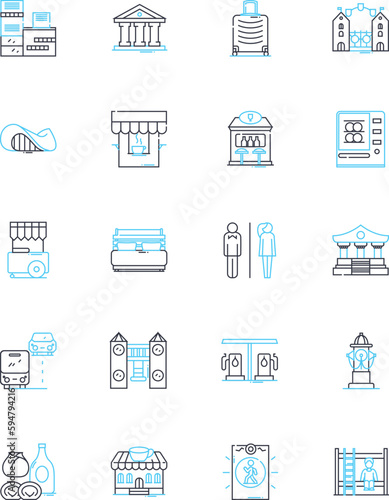 Hamlet linear icons set. Tragedy, Revenge, Madness, Swordfight, Betrayal, Ghost, Poison line vector and concept signs. Soliloquy,Uncertainty,Melancholia outline illustrations