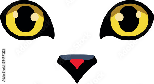 yellow cat eyes and little nose, isolated