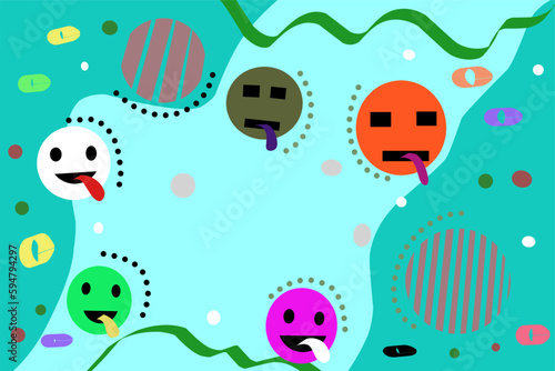 Colorful retro cartoon doodle pattern illustration. Abstract style cute sticker background design. colorful vectors.