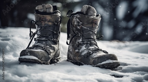 Sole Survivors: A Pairs of Boots Left Behind in the Wake of an Avalanche, AI Generative