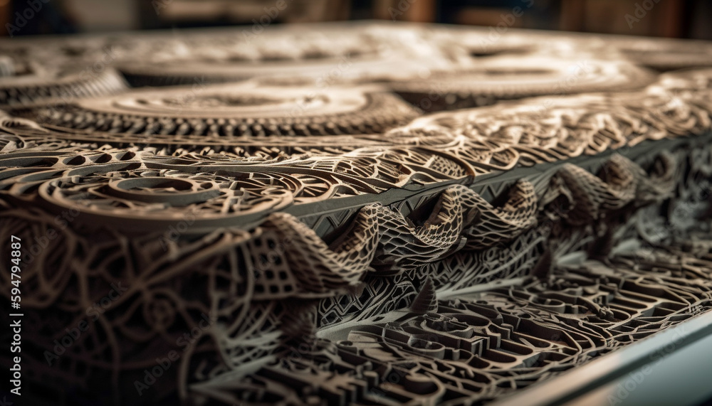 Ornate embroidery on antique silk rug design generated by AI Ornate embroidery on antique silk rug design generated by AI