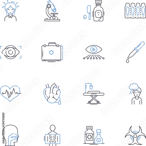 Preventative care line icons collection. Screening, Vaccinations, Nutrition, Exercise, Hygiene, Therapy, Checkups vector and linear illustration. Prevention,Self-care,Immunization outline signs set