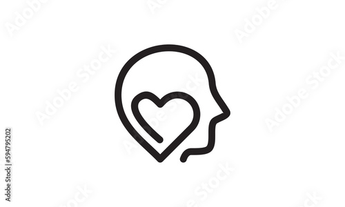 love head logo design, Human brain icon innovation intelligence vector illustration.