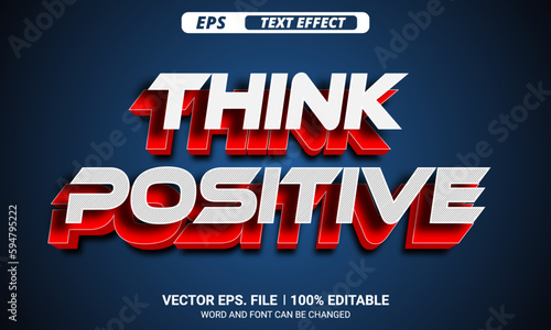 Think positive blue and red stylish 3d text effect