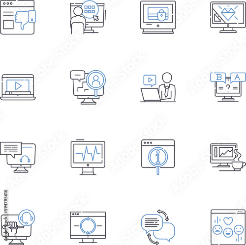 Sharing acquaintances line icons collection. Introductions, Connections, Nerk, Referrals, Familiarity, Mutuals, Acquaintanceship vector and linear illustration. Associations,Linkage,Familiarity