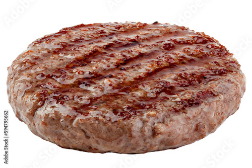 Obraz na plátne grilled hamburger meat isolated on white background, full depth of field