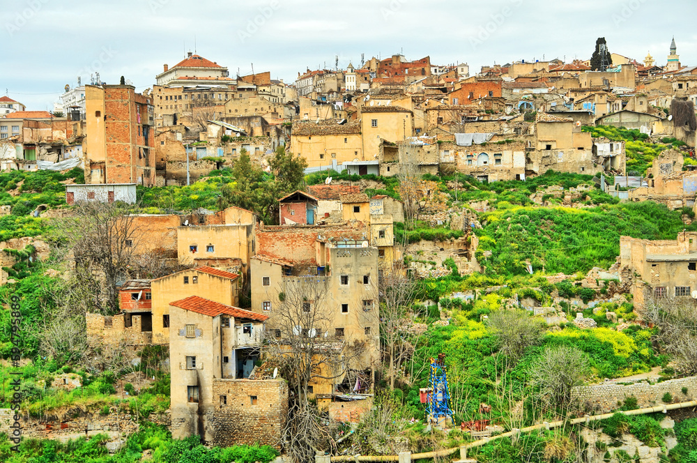 Panorama of the Algerian city of Constantine located on a hill
