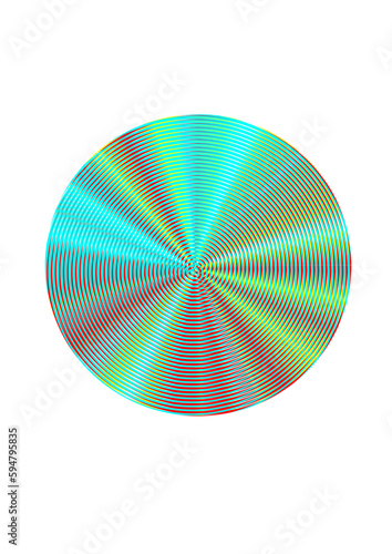 kreisfläche mit einem schillernden, strahenförmigem interferenzmuster, modern art