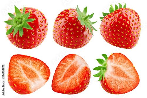 strawberry isolated on white background, full depth of field photo