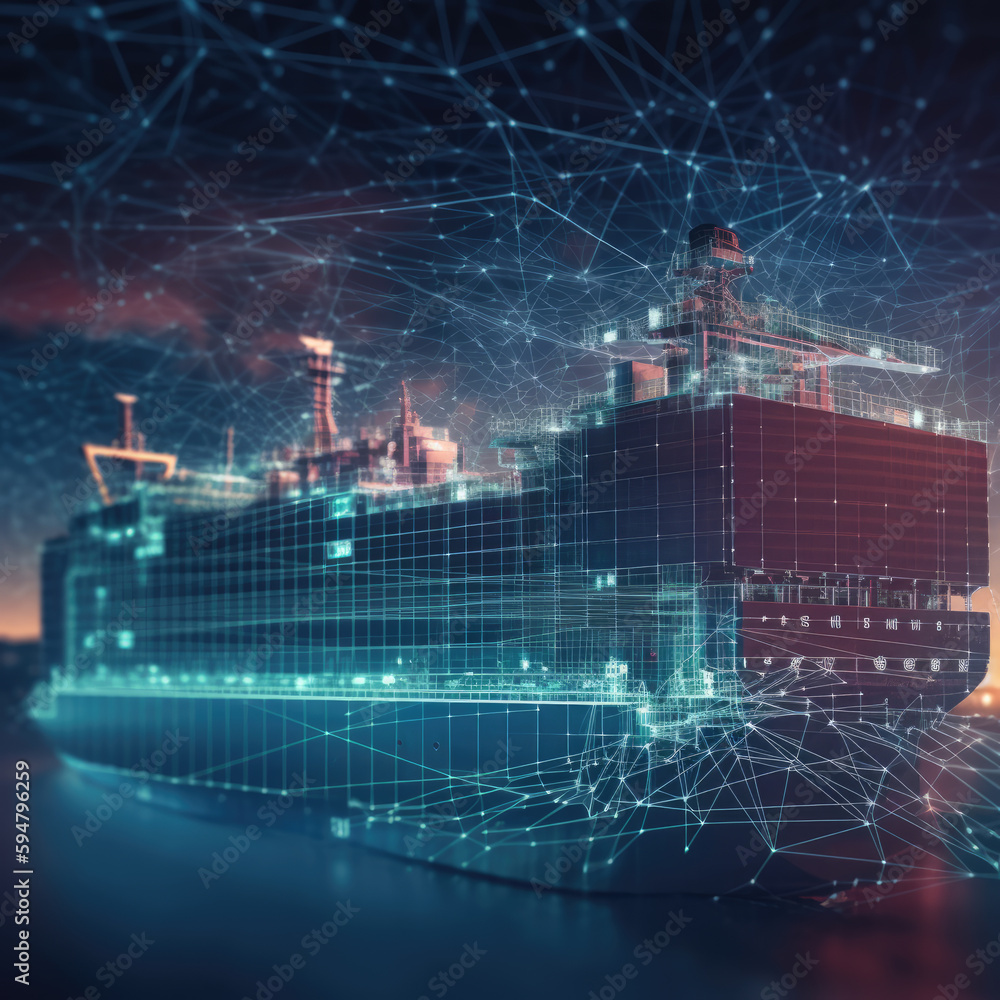 Ship Data Visualization Container ship global business logistics import export freight shipping ...