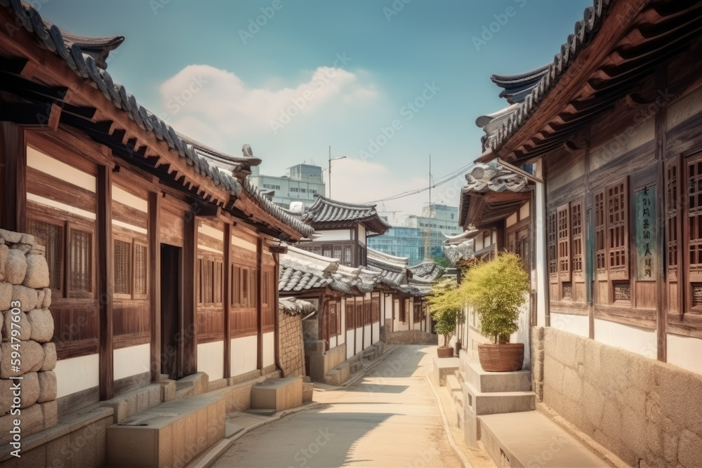 Bukchon Hanok Village in Seoul City, Traditional Korean style ancient ...
