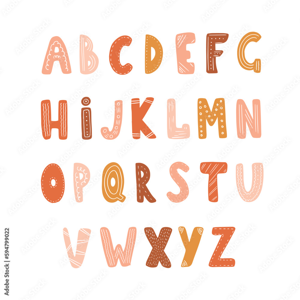 Educational alphabet in montessori bohemian style for nursery rooms. Creative Kids font. Funky font for posters, nursery, clothing or clothing. Educational alphabet in montessori bohemian style for nursery rooms. Creative Kids font. Funky font for posters, nursery, clothing or clothing.