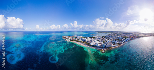 Obraz na płótnie aerial panorama of San Andres islands, department of Colombia with blue sea and coral reef
w salonie