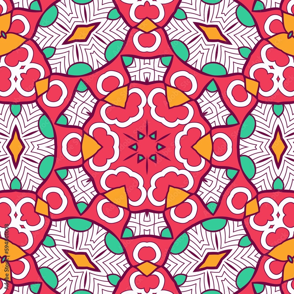 Abstract Pattern Mandala Flowers Plant Art Colorful Red Green Yellow 486 Abstract Pattern Mandala Flowers Plant Art Colorful Red Green Yellow 486