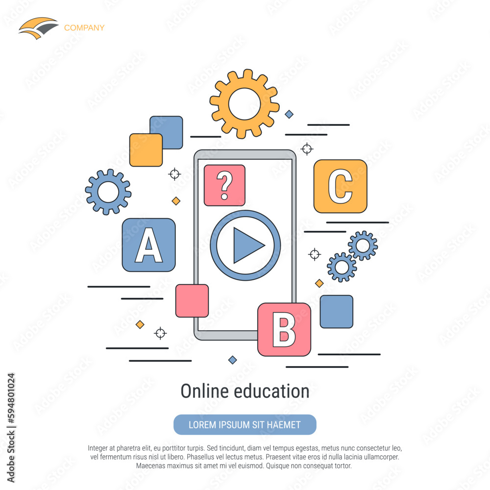 Online education, e-learning, web school flat contour style vector concept illustration Online education, e-learning, web school flat contour style vector concept illustration