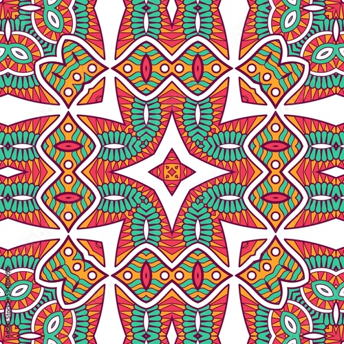 Abstract Pattern Mandala Flowers Plant Art Colorful Red Green Yellow 474