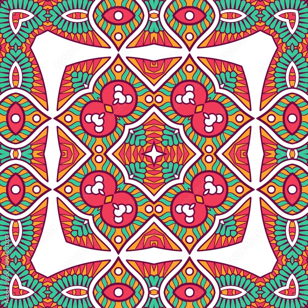 Abstract Pattern Mandala Flowers Plant Art Colorful Red Green Yellow 441 Abstract Pattern Mandala Flowers Plant Art Colorful Red Green Yellow 441