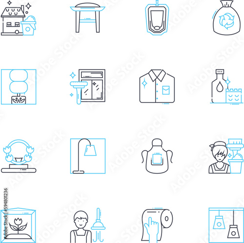 Dresser linear icons set. Furniture, Storage, Drawers, Mirror, Organization, Bedroom, Wood line vector and concept signs. Clothing,Chest,Vanity outline illustrations
