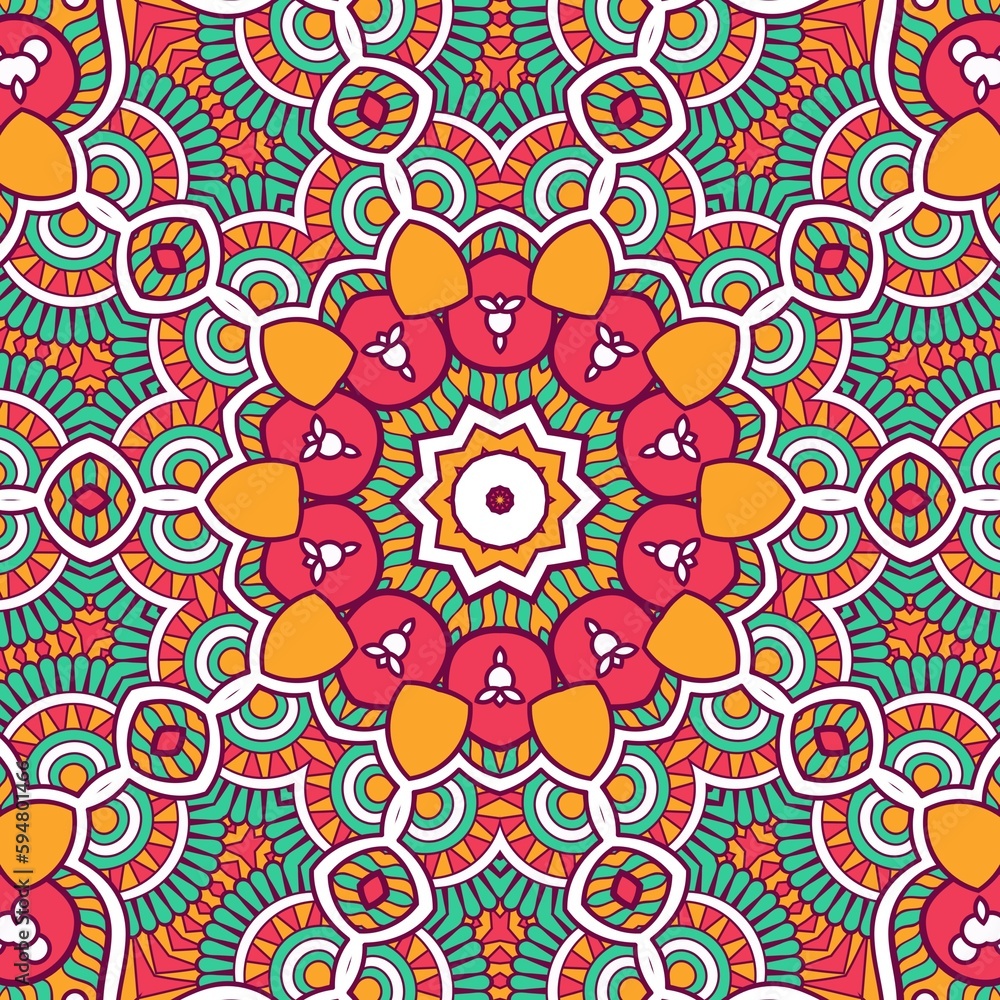 Abstract Pattern Mandala Flowers Plant Art Colorful Red Green Yellow 371 Abstract Pattern Mandala Flowers Plant Art Colorful Red Green Yellow 371