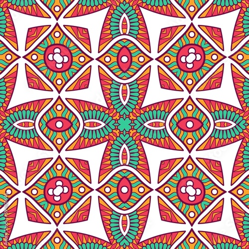 Abstract Pattern Mandala Flowers Plant Art Colorful Red Green Yellow 320