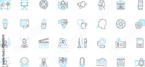 Email marketing linear icons set. Automated, Newsletter, Broadcast, Segmentation, Opt-in, Conversion, Personalized line vector and concept signs. Open rate,CTR (click-through rate),Metrics outline