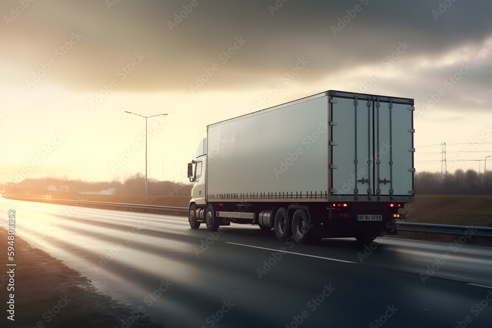 Truck with an empty Space for an Advertising, made with generative AI Truck with an empty Space for an Advertising, made with generative AI